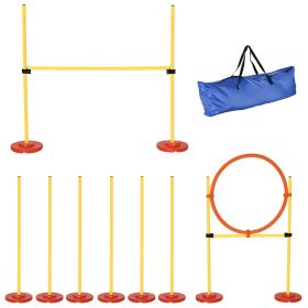 PawHut Dog Agility Training Equipment Set with Adjustable Weave Poles Jumping Ring High Jump Portable 3PCs